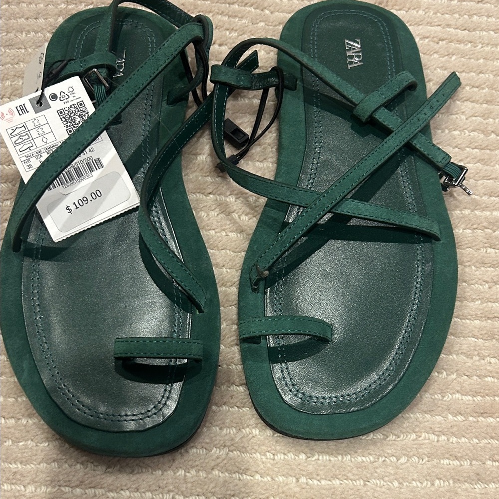 Zara Emerald Strappy Sandals